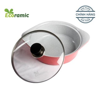 - Nồi đúc Ecoramic đáy từ cao cấp 2 tay cầm 22 cm,màu Xanh - hông