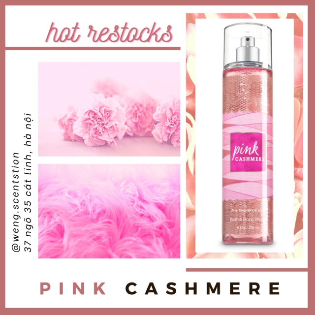 (MÙI HOT) Xịt thơm toàn thân Bath &amp; Body Works mùi Pink Cashmere