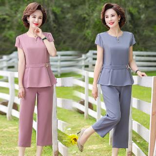 Bộ Đồ Ngắn Tay Thanh Lịch Dành Cho Phụ Nữ Trung Niên 40-50 Tuổi