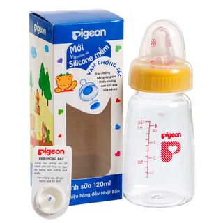 Bình sữa Pigeon tròn - Núm vú silicone:120ml