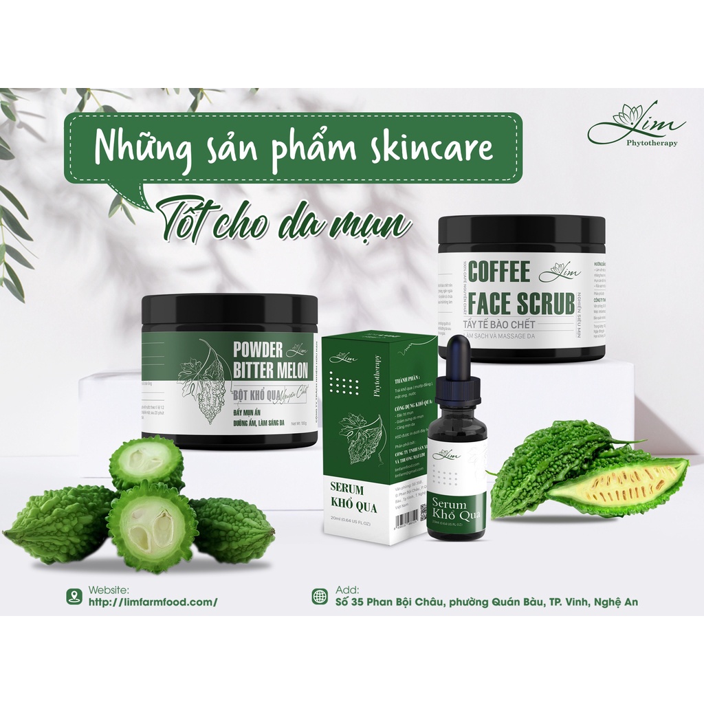 SERum Giảm Mụn Tinh Chất Khổ Qua Lim- Handmade - Sạch Mụn Mờ Thâm Se Khít Lỗ Chân Lông , Kiềm Dầu , Mụn Đầu Đen