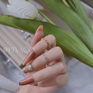 Nhẫn titan siêu mảnh đơn giản, nhẫn basic đính đá Hàn Quốc .PTNACC.