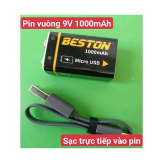 Pin sạc 9V Beston 1000mAh sạc trực tiếp qua cổng micro USB. Pin vuông Beston