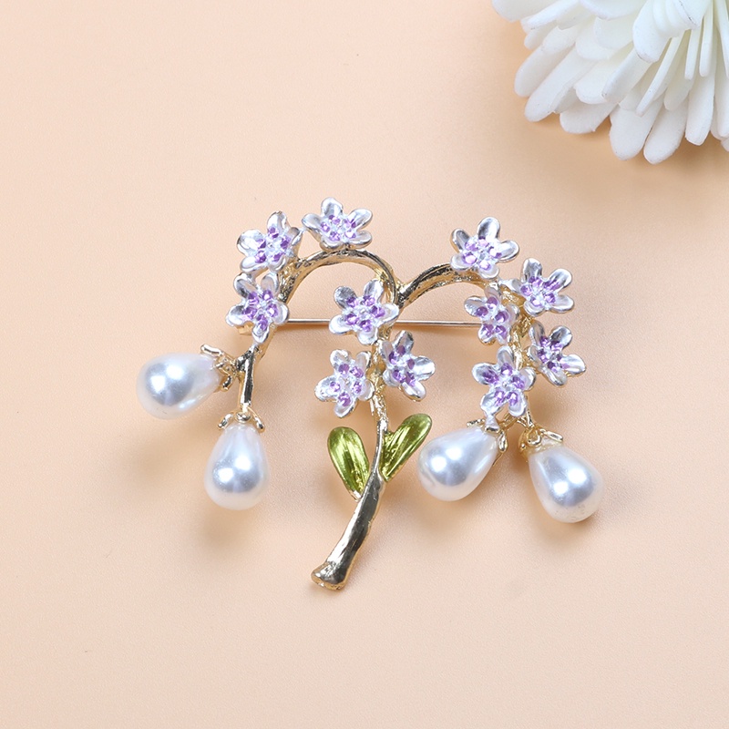 Ghim Cài Áo Hình Hoa Đính Ngọc Trai Pha Lê 2 Màu Sang Trọng Cho Nữ