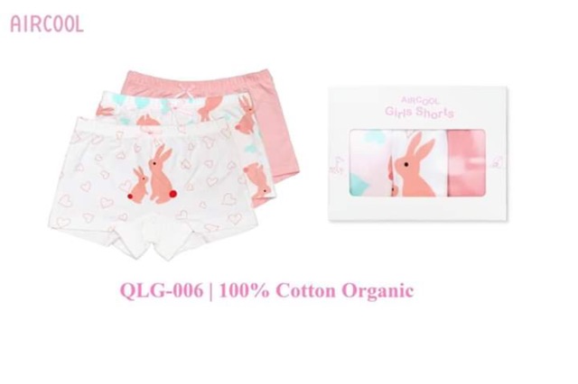 Aircool - set 3 quần chip đùi bé gái organic cotton