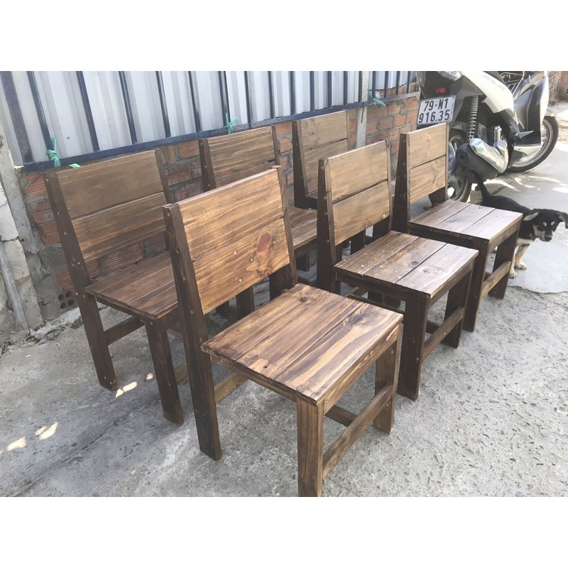 Ghế đơn có lưng ghế cafe gỗ pallet