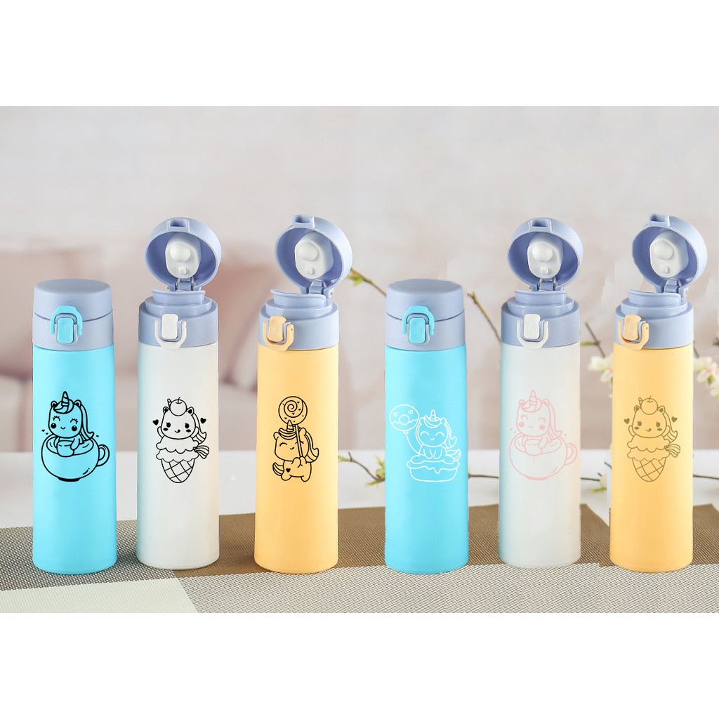 bình nước 2 lớp ngựa thần unicorn B2DC11 dễ thương cute hoạt hình 400-500ml