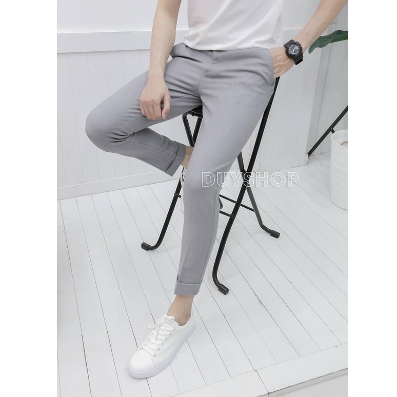 Quần tây âu nam hàn quốc ống côn màu xám - quần tây âu nam chất vải mềm mịn co giãn nhẹ D&D_FASHION T16