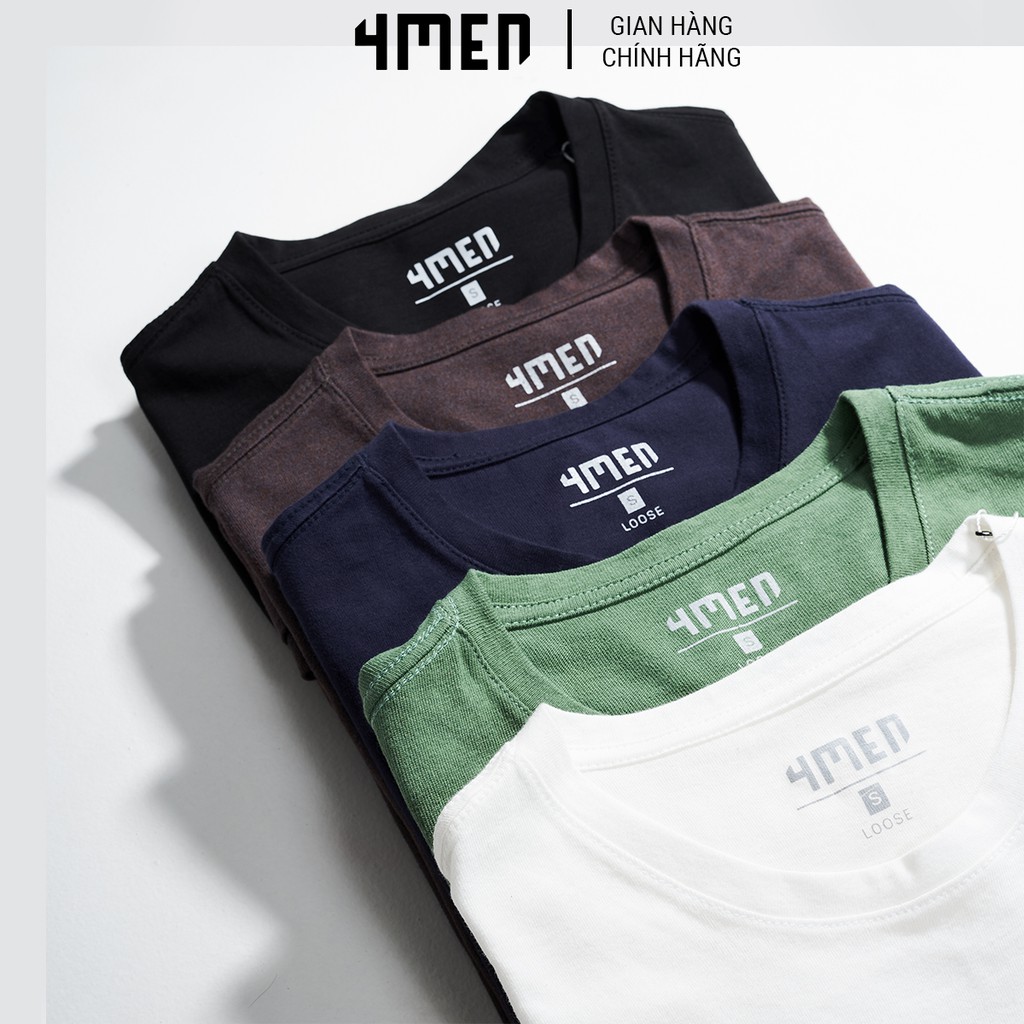 Áo Thun Nam Trơn Oversize Có Túi 4MEN AT027 tay lỡ oversize, form rộng, nhiều màu, vải cotton co giãn, thoáng mát