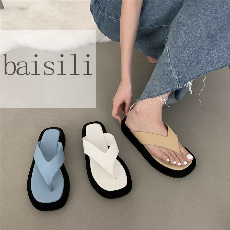 DÉP XUỒNG BAISILI - DÉP THỜI TRANG NỮ QUAI NGANG KẸP DA XỊN ĐẾ BẰNG NỮ TÍNH BD211013