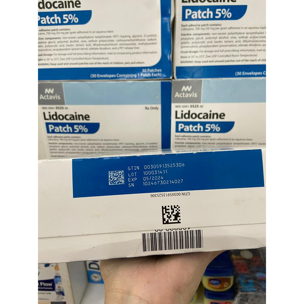 Miếng dán giảm đau Rx Only LIDOCAINE 5%