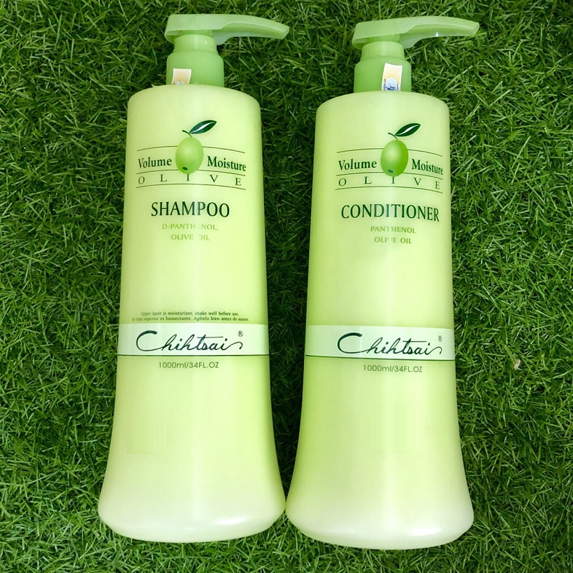 [Siêu rẻ] Dầu gội xả Chihtsai Volume Moisture Olive Shampoo siêu mượt tóc khô 1000ml..