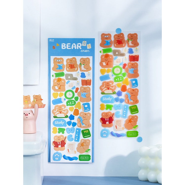 PeachSet 2 Một miếng dán gấu nhỏ dễ thương Dùng để trang trí tập ảnh nhật ký