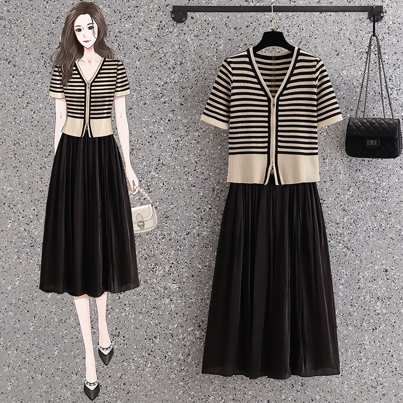 P16879 Set áo và chân váy nữ hè cho người mập hàng nhập