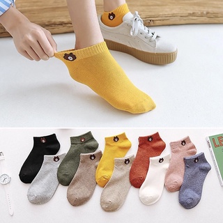 Combo 10 đôi tất gấu, tất gấu 10 đôi, tất gấu nữ cổ ngắn, tất gấu họa tiết brown tặng kèm túi đựng