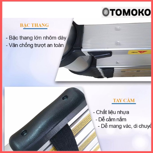 THANG NHÔM RÚT ĐƠN TOKOMO CHÍNH HÃNG NHẬT BẢN- Chiều dài 2.6M -5.8M Cam Kết Bảo Hành 1 Năm