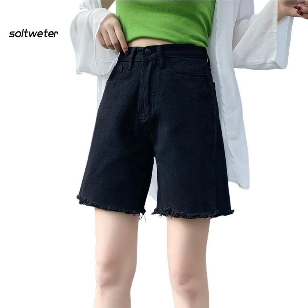 Quần Short Nữ Jeans Denim Lưng Cao Thời Trang Hàn