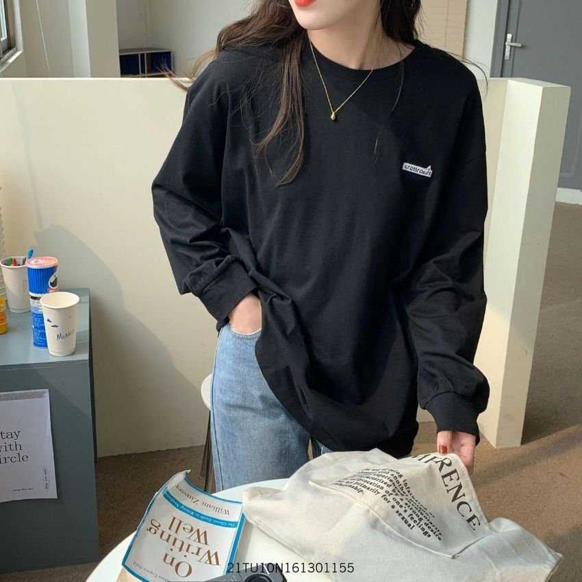 Áo thun tay dài thêu logo unisex form rộng thu đông hàng quốc ulzzang thời trang Fmstyle Saigon 21TU10N161301