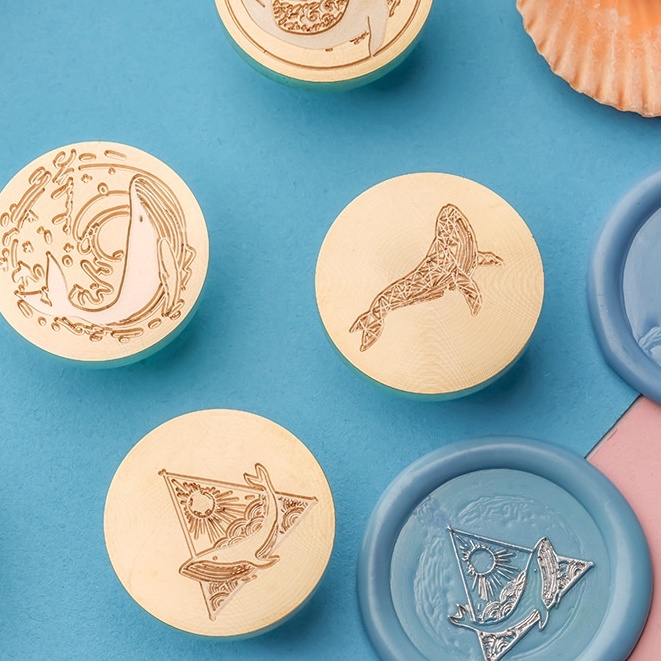 Con Dấu Sáp Niêm Phong Thiệp Mời Đám Cưới Hình Cá Voi