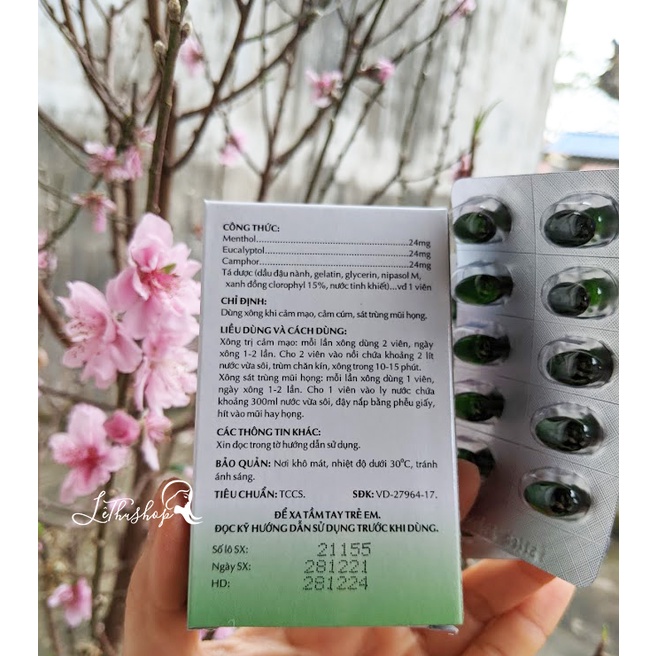 Viên Xông Euca-opc Hộp 20 Viên (Dùng cho cảm mạo,cảm cúm,sát trùng mũi họng)