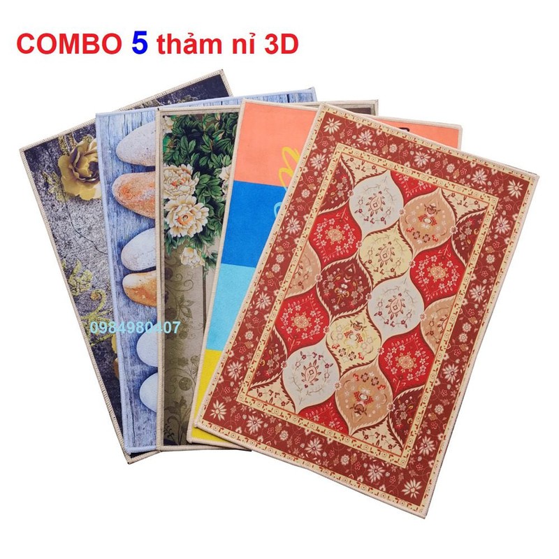 COMBO 5 THẢM NỈ 3D 40X60CM LOẠI ĐẸP