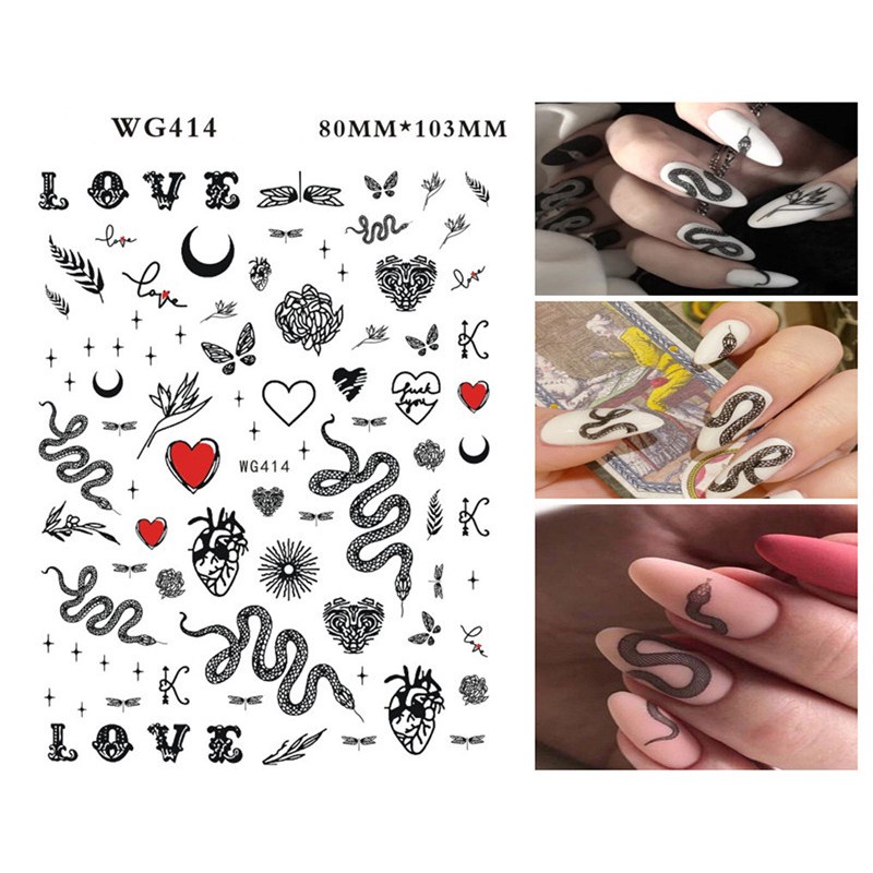 Miếng Dán Trang Trí Móng Tay Họa Tiết Da Rắn/ Bươm Bướm Xinh Xắn DIY