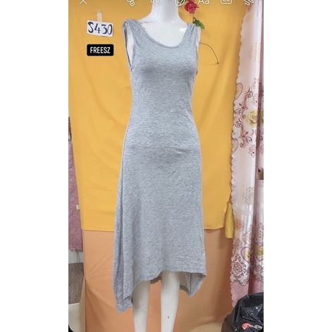 Đầm thun xám vạt mullet freesize.S430