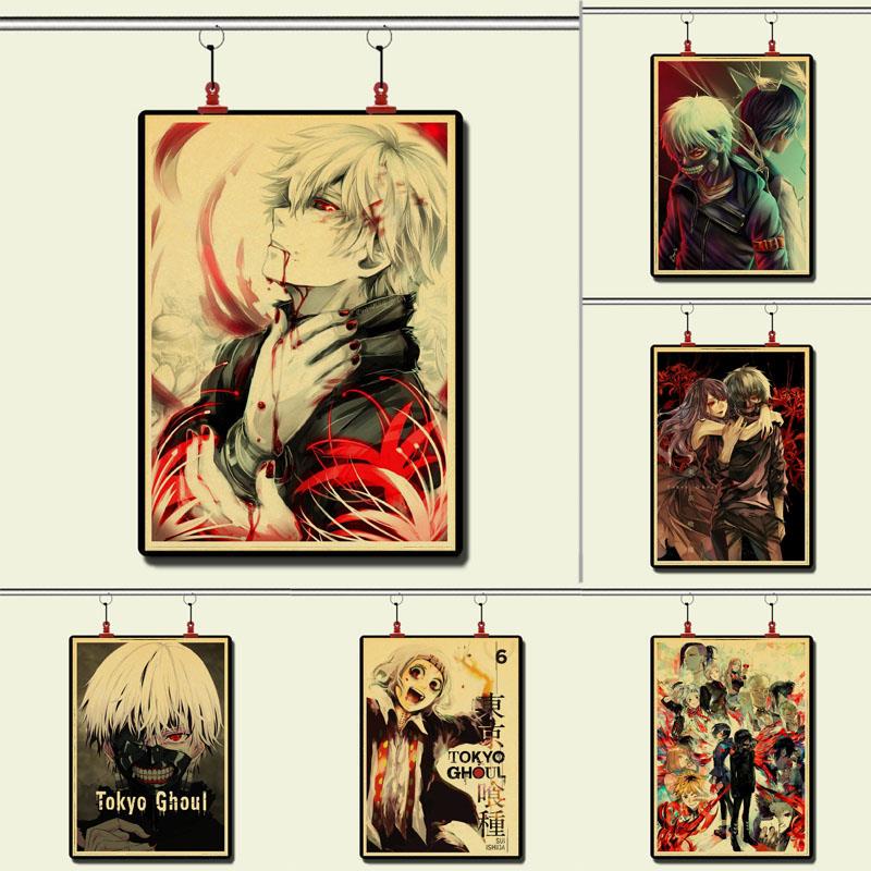 Anime Nhật Bản Giấy Dán Tường Poster Tokyo Ghoul Zombie Vintage Cho Trang Trí Nhà 42x30 C