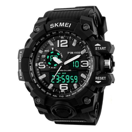 Đồng hồ điện tử unisex Skmei 1155 Dual Time đẳng cấp thể thao quân đội- Xanh lam