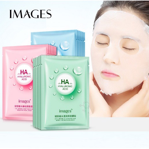 Combo 10 mặt nạ giấy dưỡng da HA Images giúp dưỡng ẩm, kiểm soát dầu, dưỡng trắng da mặt mờ thâm SPU115