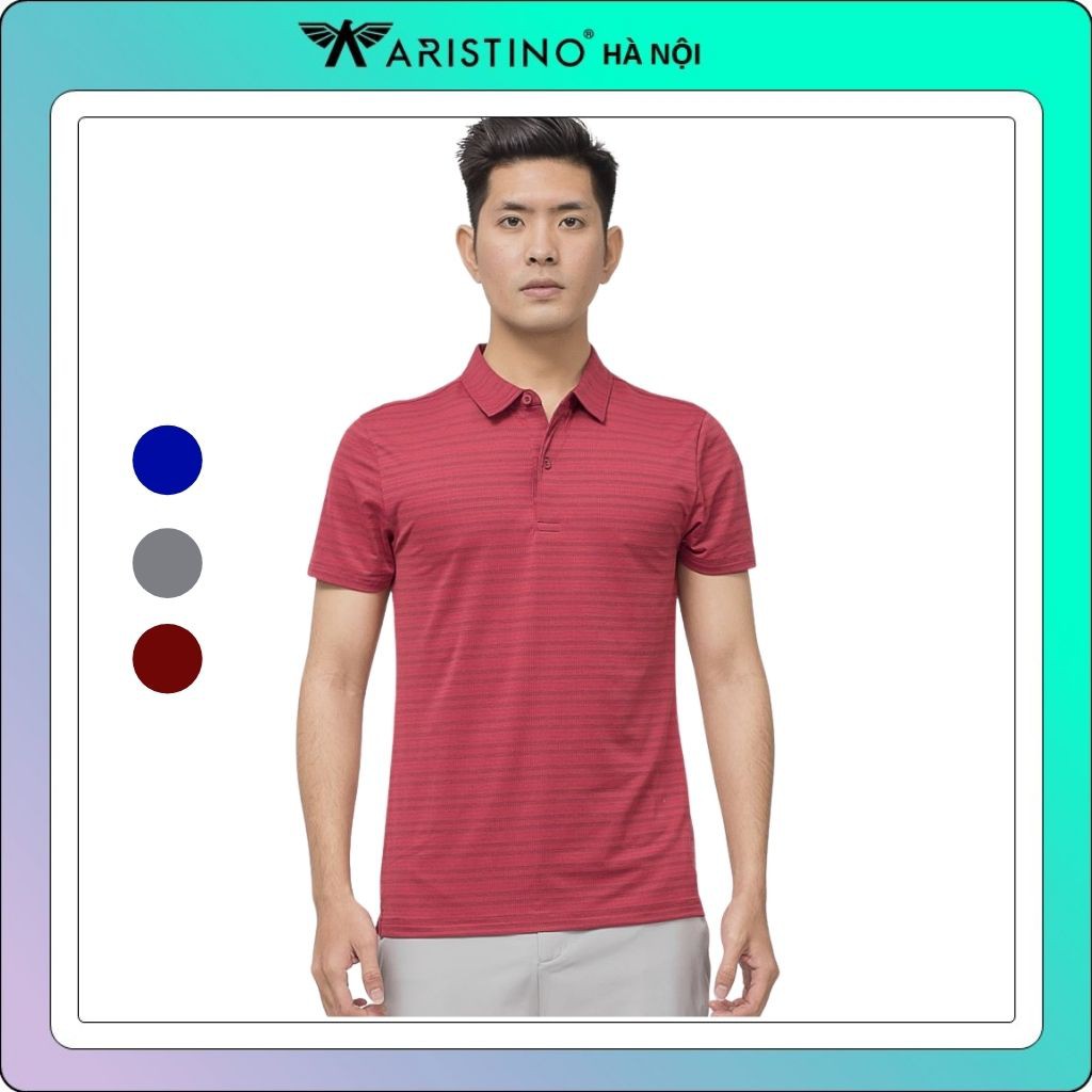 Áo polo nam ARISTINO họa tiết kẻ ngang nhỏ aps044S9 -slim- có 3 màu