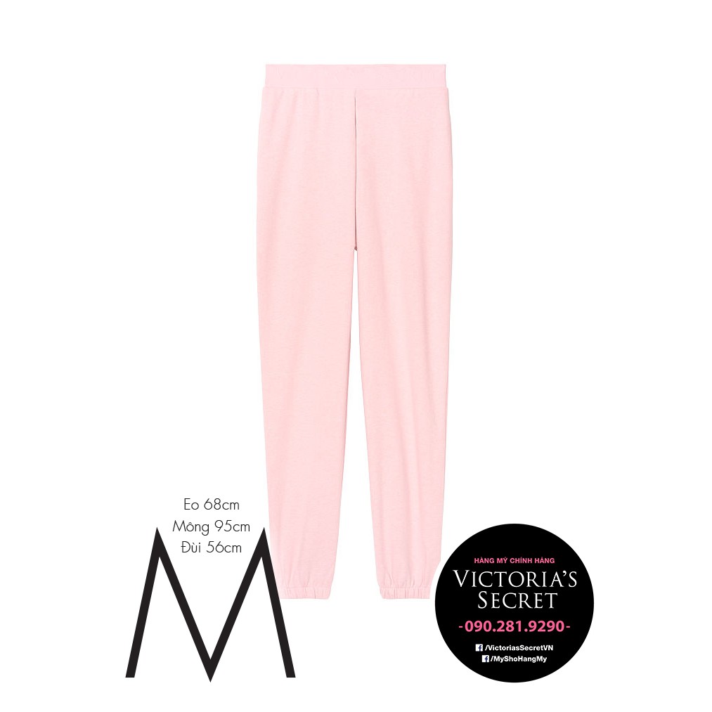 (Size M 41) Quần jogger hồng phấn lưng thun bảng lớn, form vừa thoải mái, Fleece Jogger, Light Pink - Victoria's Secret