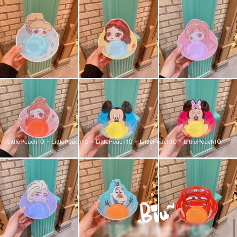 Chén tô ăn dặm Disney cho bé melamine cao cấp Elsa Frozen Minnie Mickey Car Princess Donald 3D