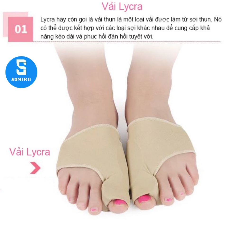 Cặp tất vớ tách ngón chân cái set 2 đai quấn nẹp điều chỉnh hình ngón chân cái bằng vải cao cấp SA10