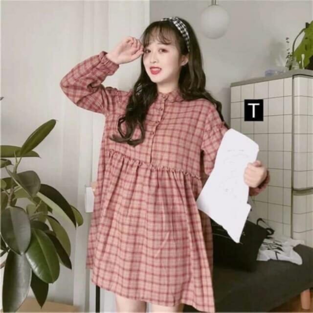 Váy kẻ babydol,đuôi cá