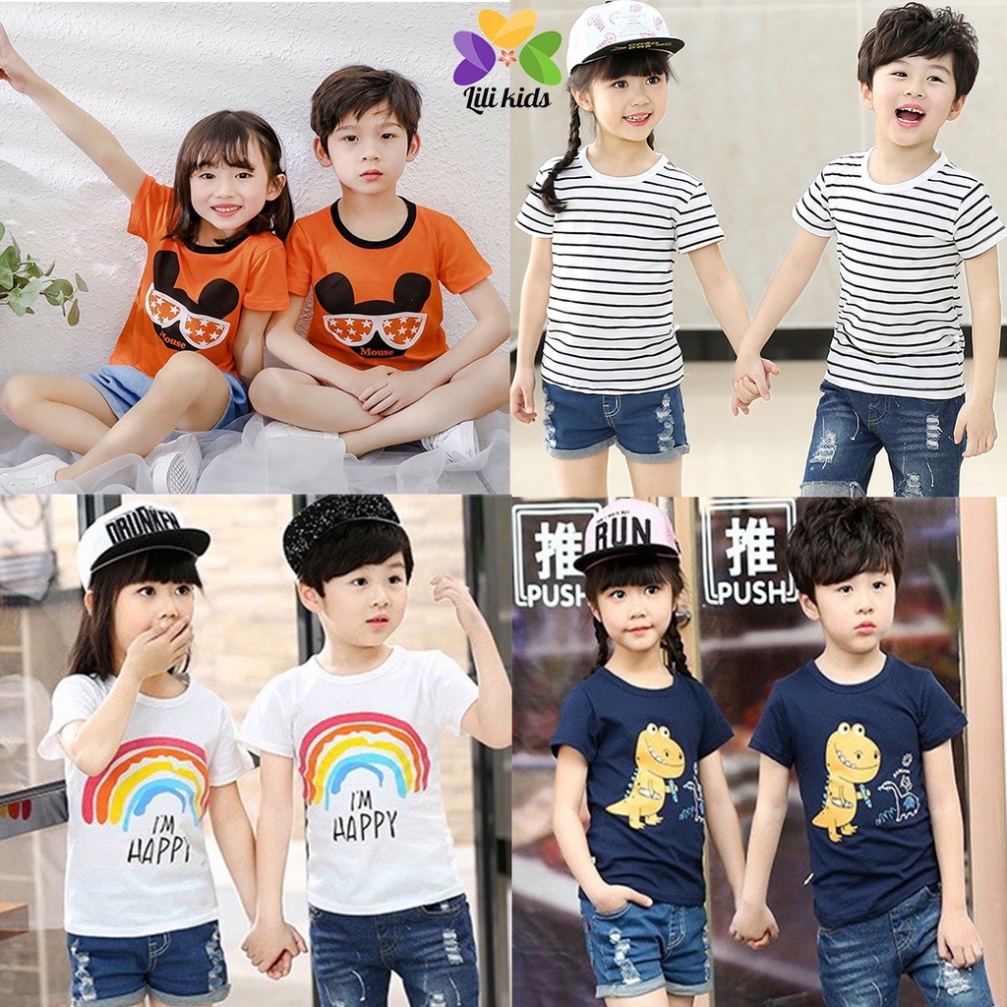 áo bé trai áo phông cho bé in hình vui nhộn cho bé trai bé gái áo thun chất cotton hàng đẹp LYBABY AP01