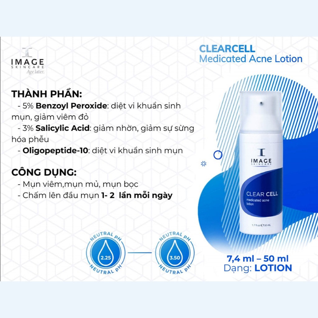 [Mã SKAMLTS7 giảm 10% đơn 150K] Tinh chất giúp giảm mụn Image Skincare Clear Cell Medicated Acne Lotion 7.4ml