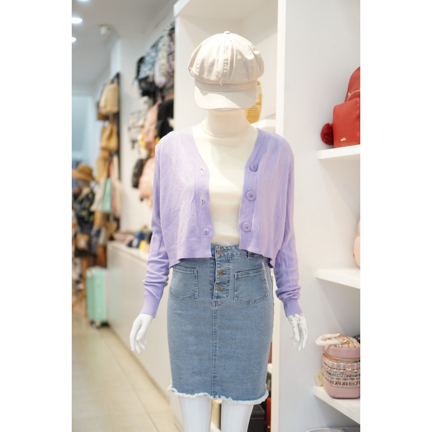 Áo len cardigan croptop nữ thời trang