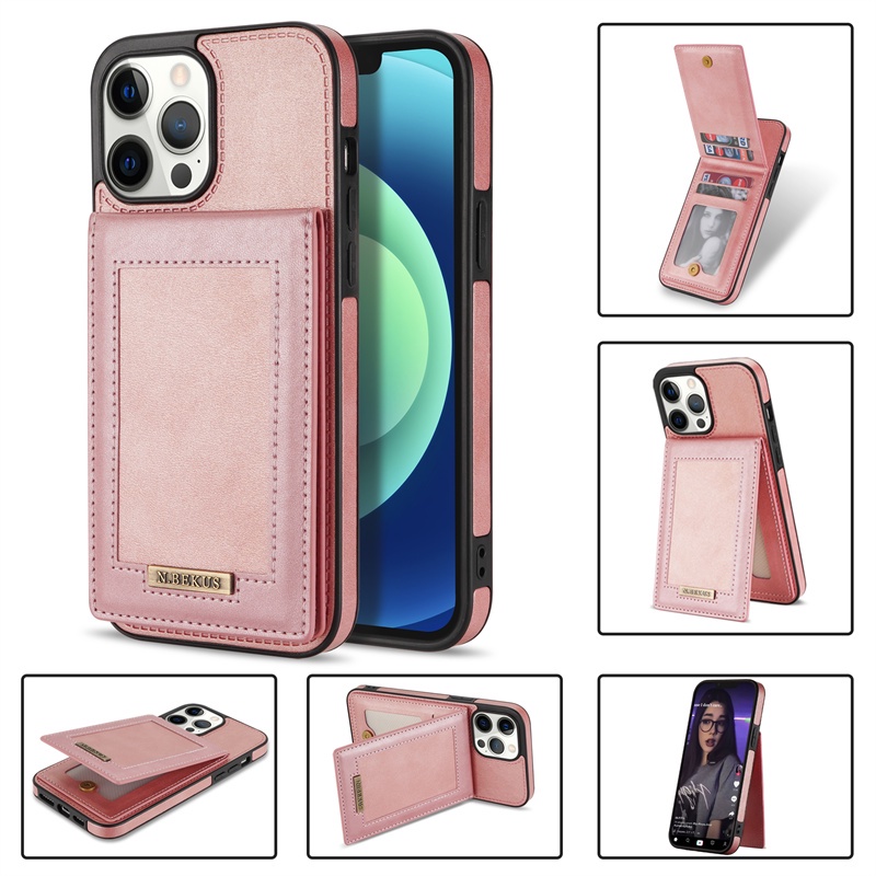 Bao Da Điện Thoại Dạng Ví Nắp Lật Có Ngăn Đựng Thẻ Và Khung Hình Thời Trang Cho iPhone X XS Max 13 14 Pro Mini