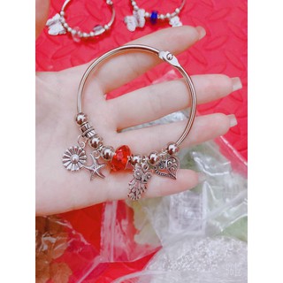 kiềng tay không gỉ mix đá hình thật