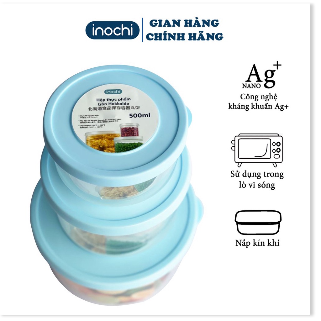 Hộp Nhựa -Đựng Thực Phẩm Thức Ăn Hokkaido Tròn INOCHI Nhựa Cao Cấp Trong Suốt Bền Kín Chịu Nhiệt Cao BOHTPPTN