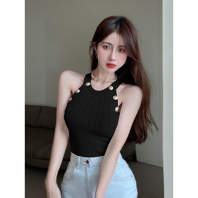 QADCOL   Áo Hai Dây Màu Trắng Ngọt Ngào Quyến Rũ Thời Trang Mùa Hè Cho Nữ