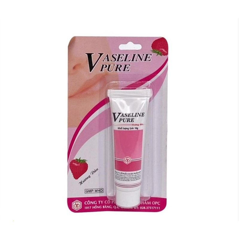 Tuýp dưỡng ẩm hương dâu Vaseline Pure – OPC (10g)