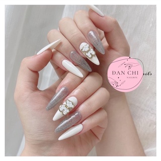 NailBox móng úp thiết kế sẵn Mẫu Trắng Charm Gấu