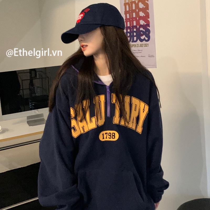 Áo hoodie tay dài in chữ phong cách retro | BigBuy360 - bigbuy360.vn
