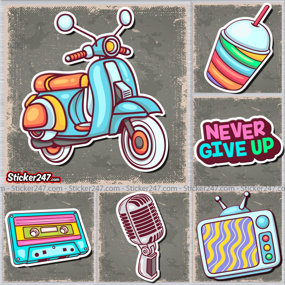 Sticker cute, vintage mix 𝑭𝒓𝒆𝒆𝒔𝒉𝒊𝒑 hình dán chống nước sticker dán laptop, điện thoại, đàn guitar, mũ bảo hiểm, vali...