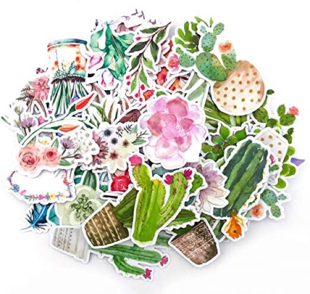 Set 30-50 sticker chủ đề hoa ép lụa /hình dán hoa nhiều mẫu