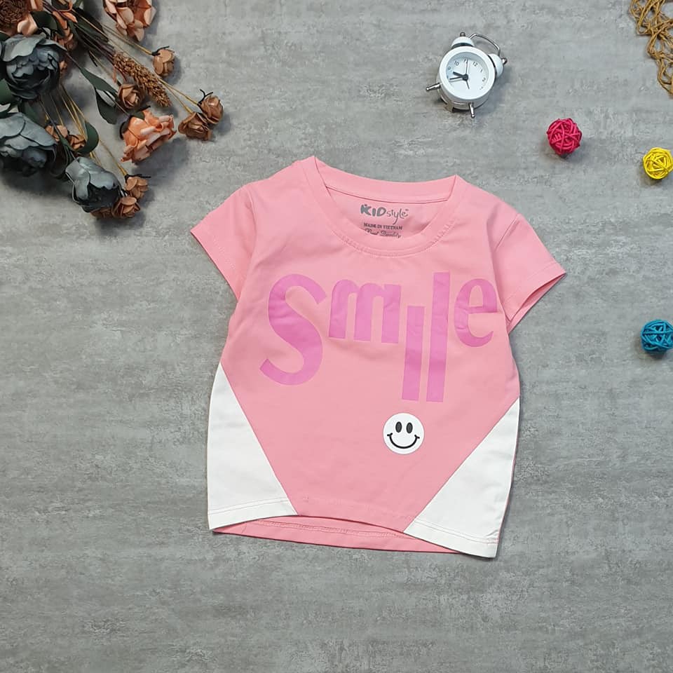 Áo Phông Bé Gái Thun Cotton Chất Lượng in hình Mặt Cười Smile AA010