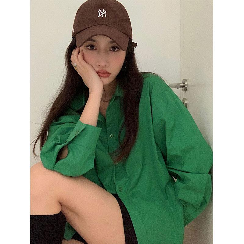 ✁✇Áo Sơ Mi Tay Dài Dáng Rộng Có Cổ Thời Trang Thu Đông Hàn Quốc 2021