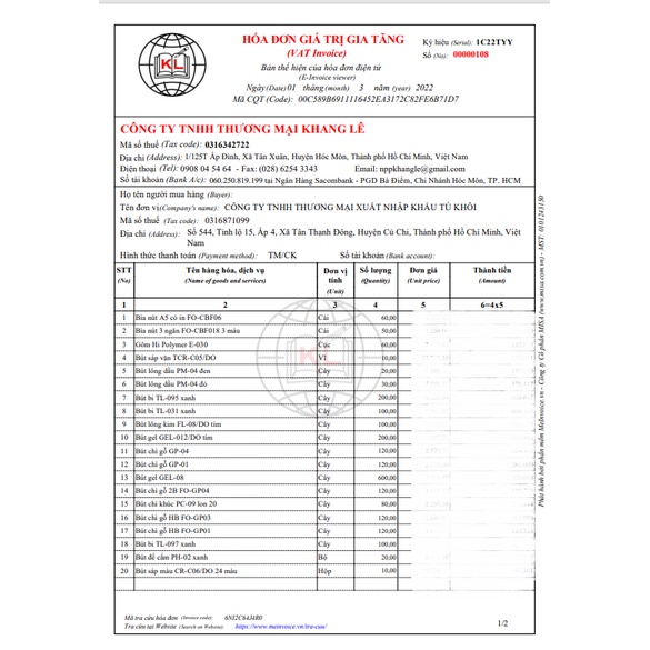 Bút bi cắm bàn Thiên Long PH-02_mực xanh